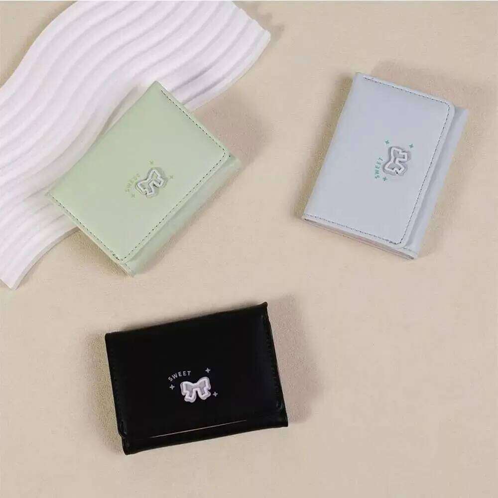 Portable Bow Lady Purses Three Fold Multiple Card Bag Short PU Wallet Y260206