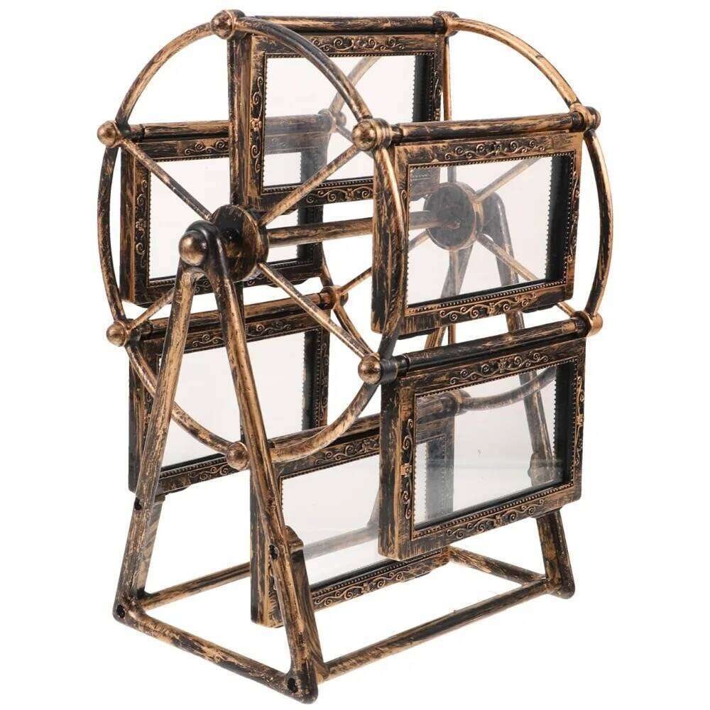 Vintage Rotating Picture 5inch 12 Photos Rectangular Ferris Wheel Display Frame DIY Classic Photo Organizer S260205 02c