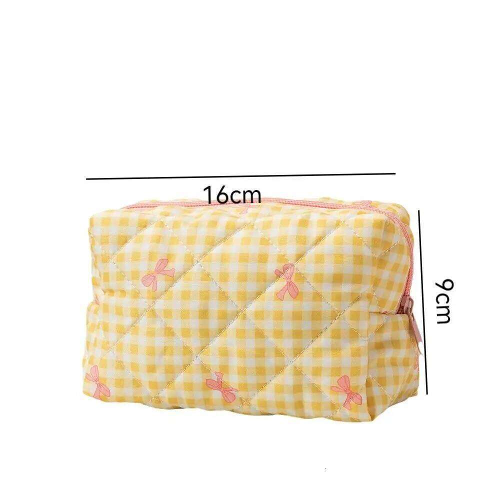New Bow Quilted Makeup Bag Multifunctional Large Capacity Cosmetic Organizer Toiletry Handbag Women Y260206