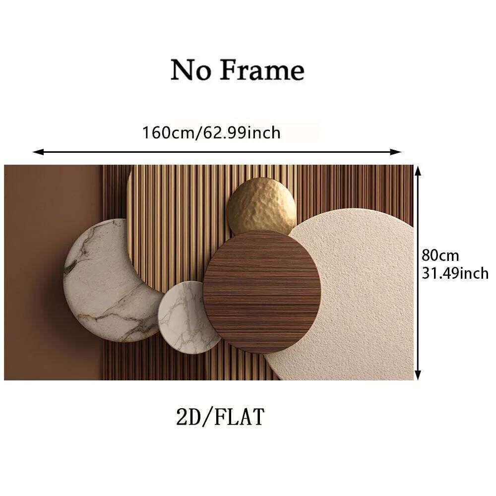 2D Flat Modern Abstract Frameless Canvas Wall Art - Neutral Large Rectangular Panel Suitable for Living Room, Office Decor 26Y0207