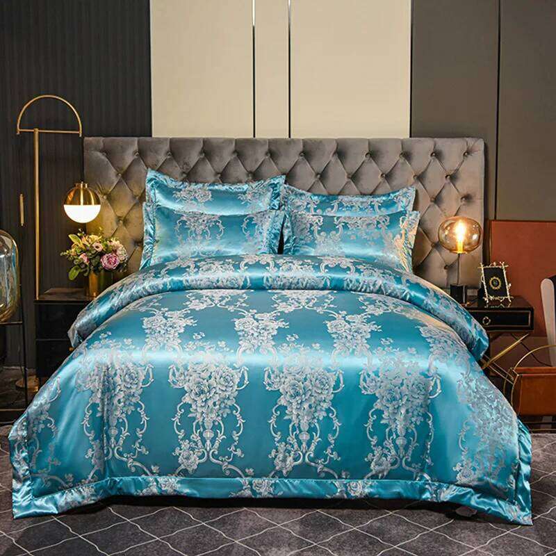 2025 new high-end satin set household bedding one-word embroidery jacquard four-piece series XJ260206