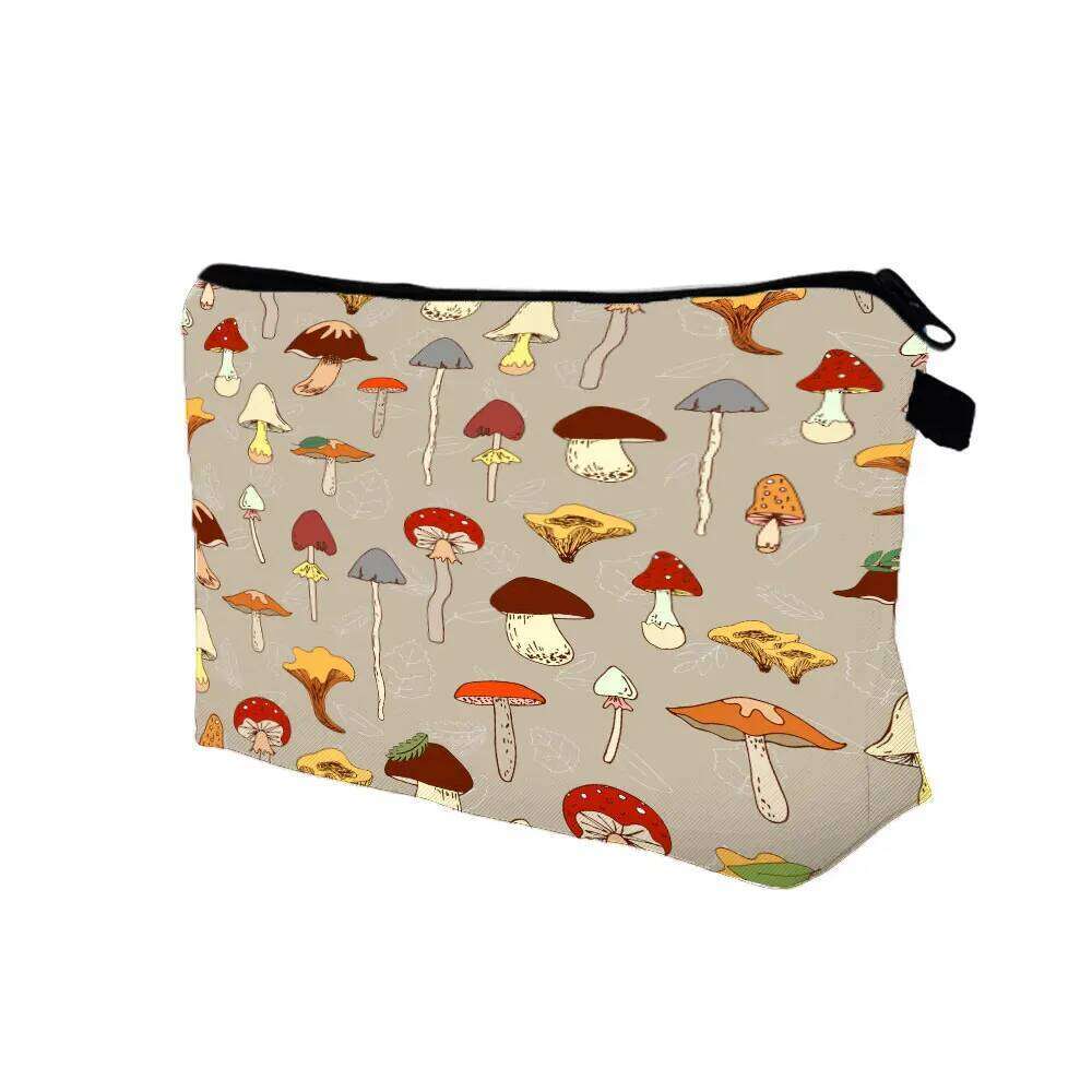 Waterproof Women's Makeup Casual Storage Bags for Trip Hot Sale Printed Mushroom Cosmetics Organizer Small Gift Bag Y260206