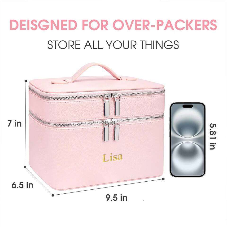 Customized name double-layer portable professional bag, skin care toolkit, beauty storage box, multi-partition makeup bag Y260206