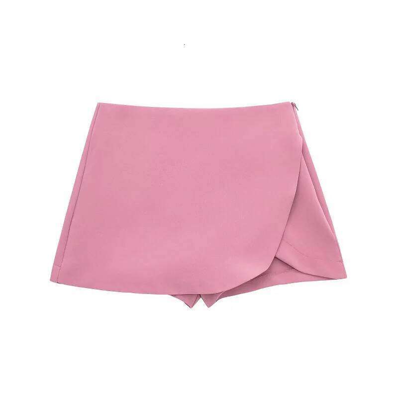 HXAO Woman Summer Asymmetrical Beige Black Pants Office High Waist Skort Women Pink Brown Skirt With Shorts XJ260206