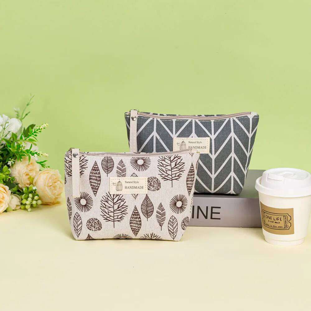 Fashion two-piece canvas cosmetic Portable storage wallet Multi functional travel ladies' makeup bag Y260206