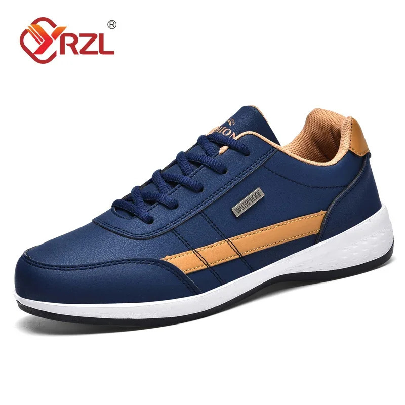 YRZL Men Shoes Spring Autumn Waterproof Walking Sneakers Leisure Male Leather Sports Shoes Non-Slip Footwear Tennis for Men 260126