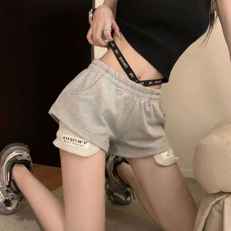 2026 Summer New Women's Casual Sports High Waist Design Letter Bandage Y2k Shorts Hot Pants XJ260206