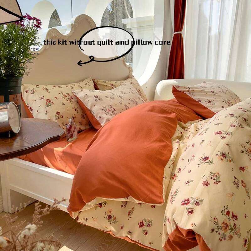3pcs Duvet Set 1*Duvet Cover + 2*Pillowcase, Without Core, Pastoral style flowers Bedding Set, Soft Comfortable XJ260206