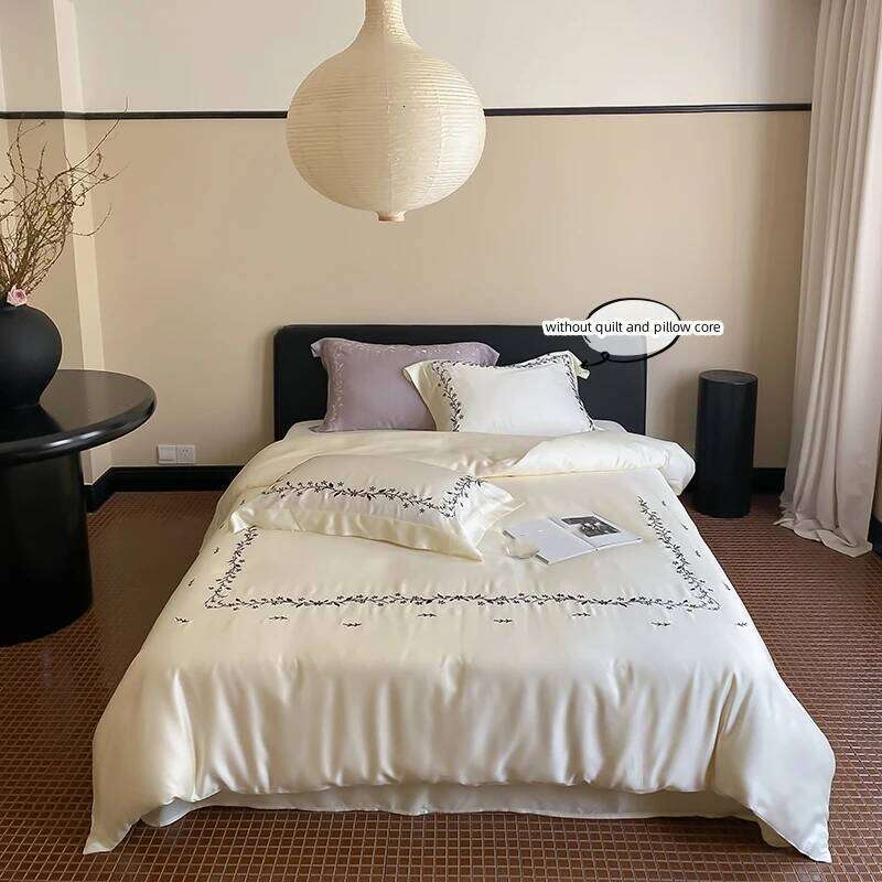 3pcs Embroidered plants Duvet Set 1*Duvet Cover + 2*Pillowcase, Without Core soft Bedding Set, Soft Comfortable XJ260206