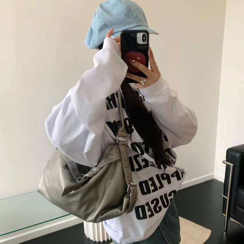Retro Waed Leather Tote Women's Crossbody Shoulder Bag Large Capaci Motorcycle Sle Spring 2026 Fashion Trend Handbags Z260207 - view 6