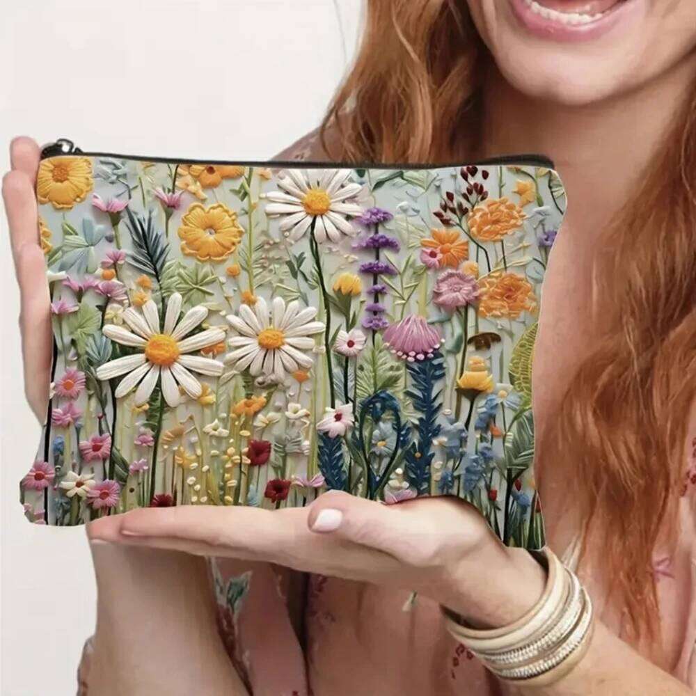 Wholesale Floral Double-sided Printed Makeup Pouch Travel Organizer Handbag Linen Women Cosmetic Storage Bag For Gift Y260206
