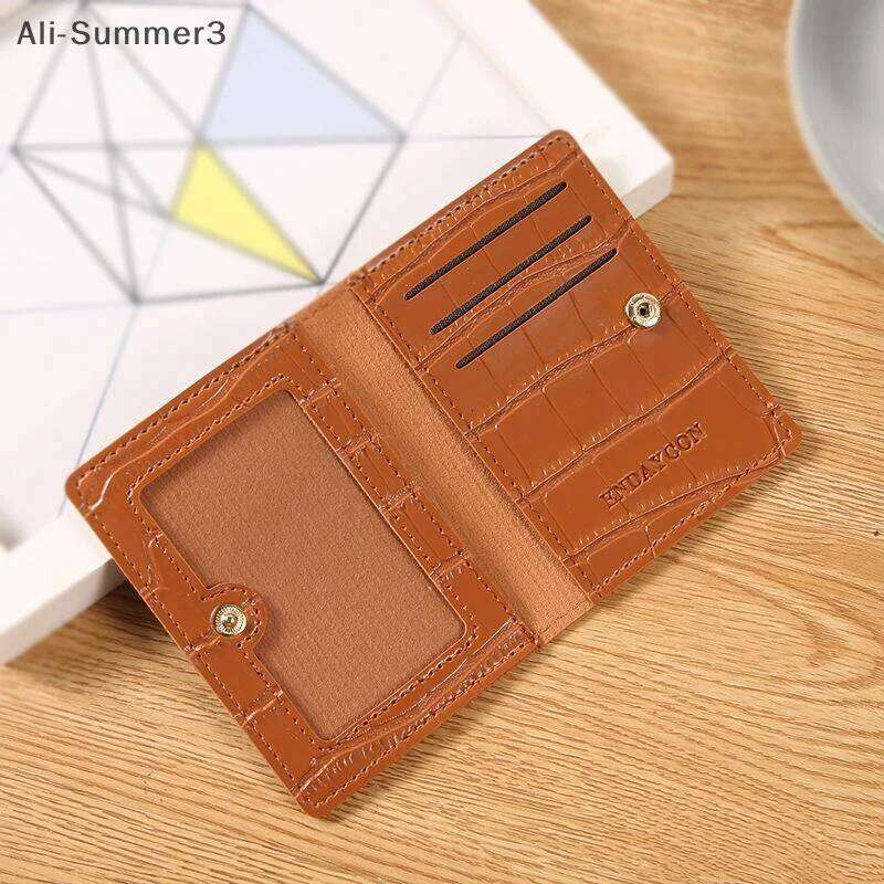 Short Women Faux Leather Multi Card Slots Holder Coin Purse Bag Portable Solid Color Mini Wallet Y260206