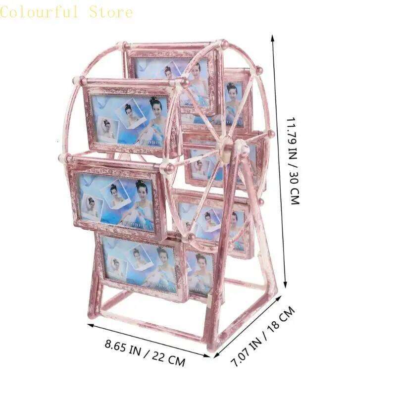 X7XD Decorative Desk Photo Display Rotating Ferris Wheel Picture Frame S260205