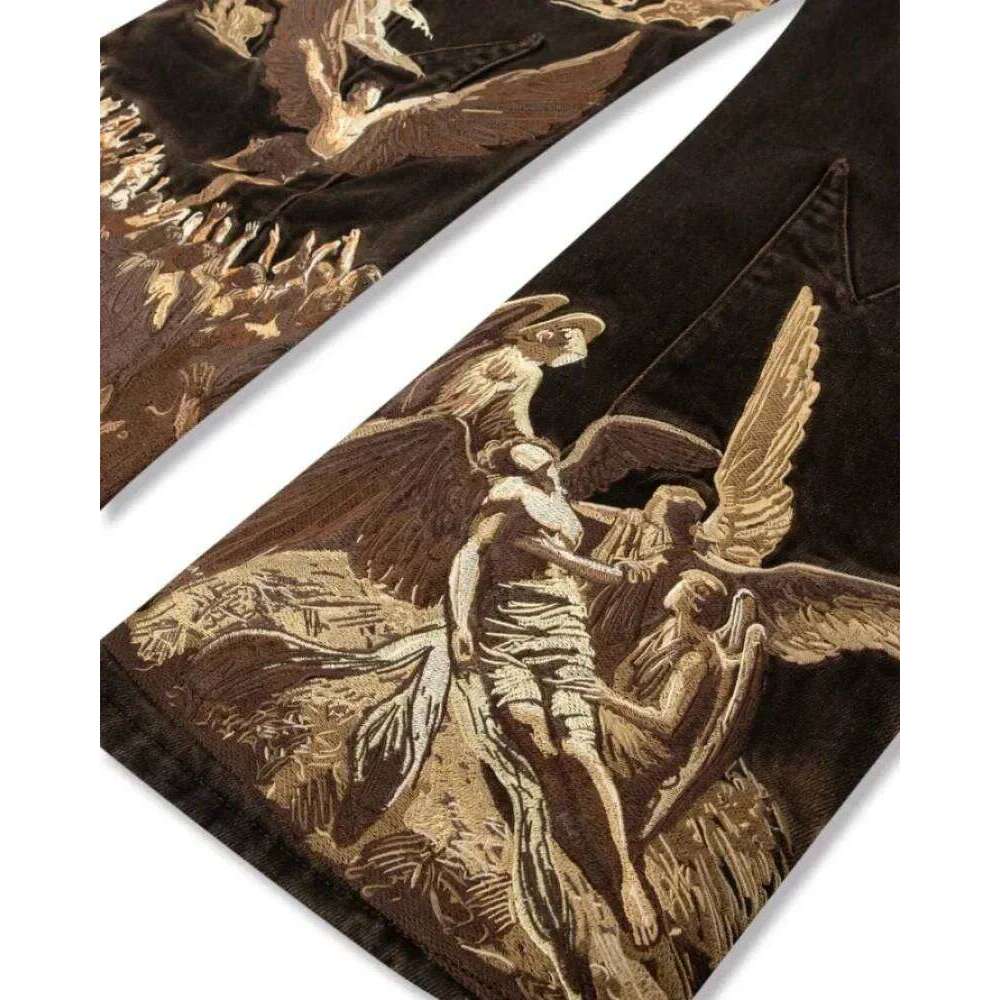 American loose personalized bat pattern print Y2K lazy jeans casual straight pants Harajuku retro street wear X260207