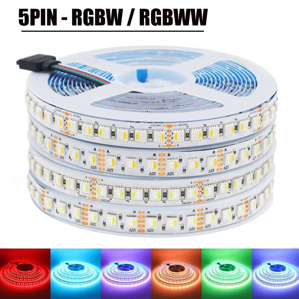 DC 12V 24V RGBW/RGBWW LED Strip Light 4-in-1 Chip SMD 5050 108 120LEDs/M Flexible Rope Tape For Living Room Bedroom Home Decor Z260206