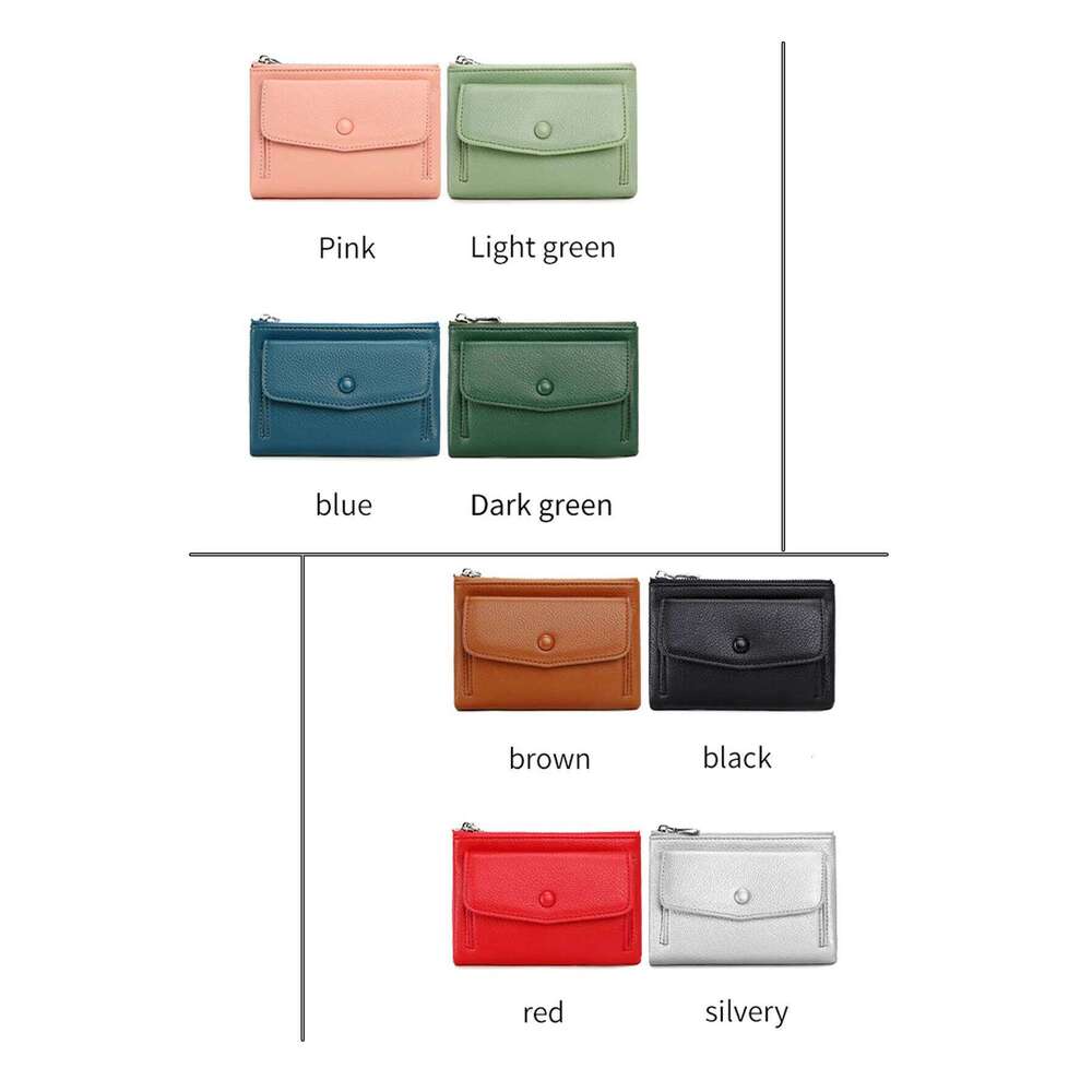Women's PU leather short double zippered wallet simple solid color large capacity credit card holder bag with coin pocket Y260206