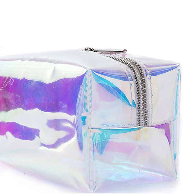 2023 New Holographic Makeup Cosmetic Travel Bag Toiletry Organizer Purse Women PVC Transparent Jelly Pouch for Ladies Y260206