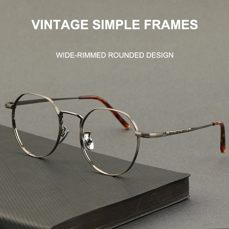 Japanese Handmade Vintage Metal Glasses Frame For Men Ultralight Round Eyeglasses Women Classic n Spectacles K01T 260206