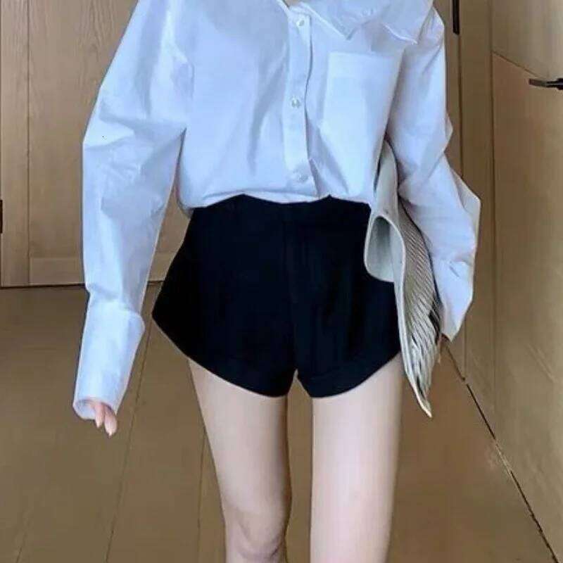 Black Shorts Women Slim High Waist Sexy Summer Casual Korean Style Female Streetwear Mature Fashion All-match Elegant Classic XJ260206