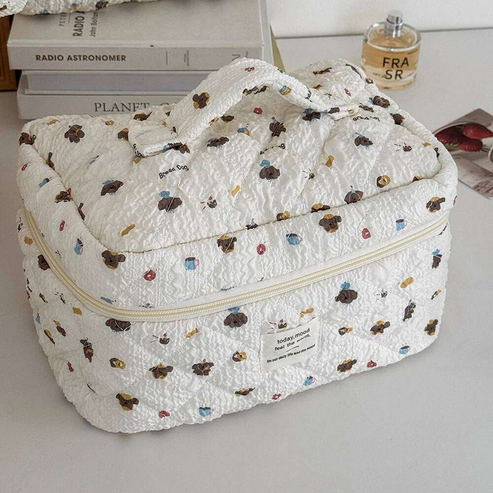 Cute Cartoon Animals Women Cosmetic Quilting Large Capacity Tote Ladies Make Up Pouch Handbag Makeup Zipper Storage Bag Y260206