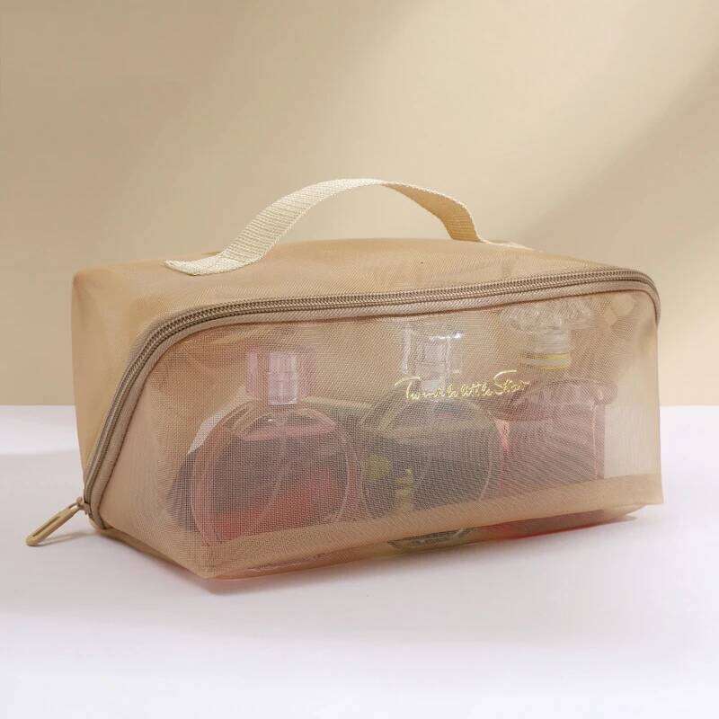 New Transparent Mesh Pillow Cosmetic Bag Travel Tote Makeup Toiletry Storage Pouch Washbag Large Capacity Organizer Zipper Bags Y260206