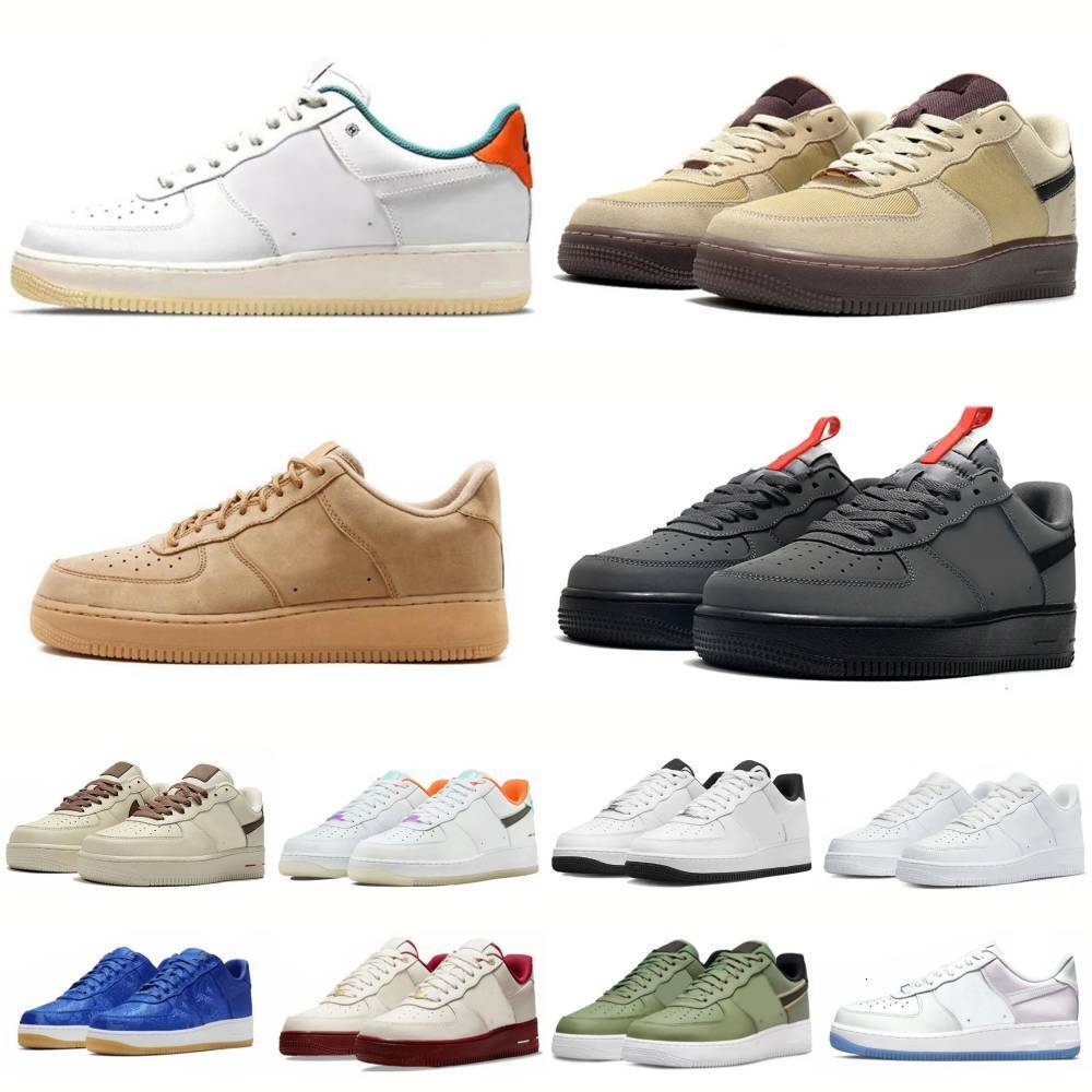 Designer 1 Running Shoes Men Women Supers Forc 07 One Platform Sneakers Classic White Black Spruce Aura Washed Coral Glacier Arctic Punch Flax Outdoor Sports Trainer