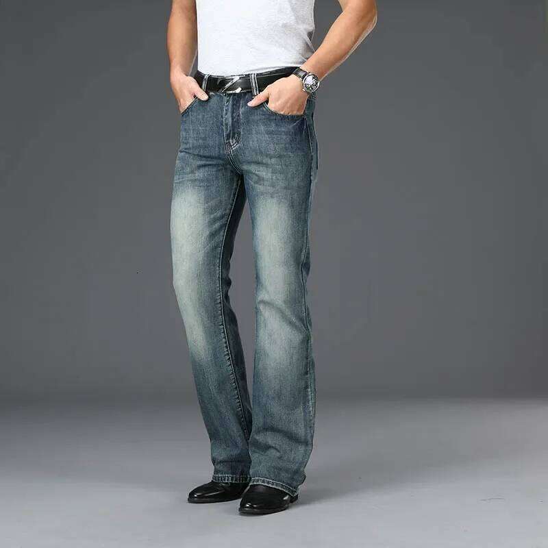 Flared Jeans Men Boot Cut Denim Pants Comfortable Slightly Slim Classic Loose Casual Blue Black Trousers For Male Bootcut X260207 - view 4