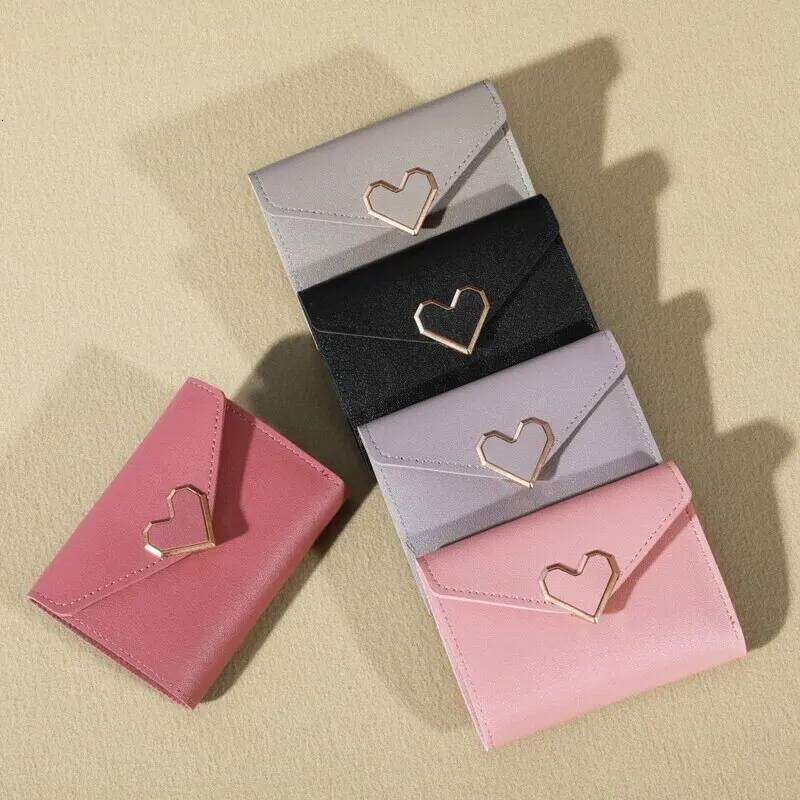 2023 New Small Women's Metal Short Fold Personalized Student Cute Mini Fashion Zero Wallet Y260206