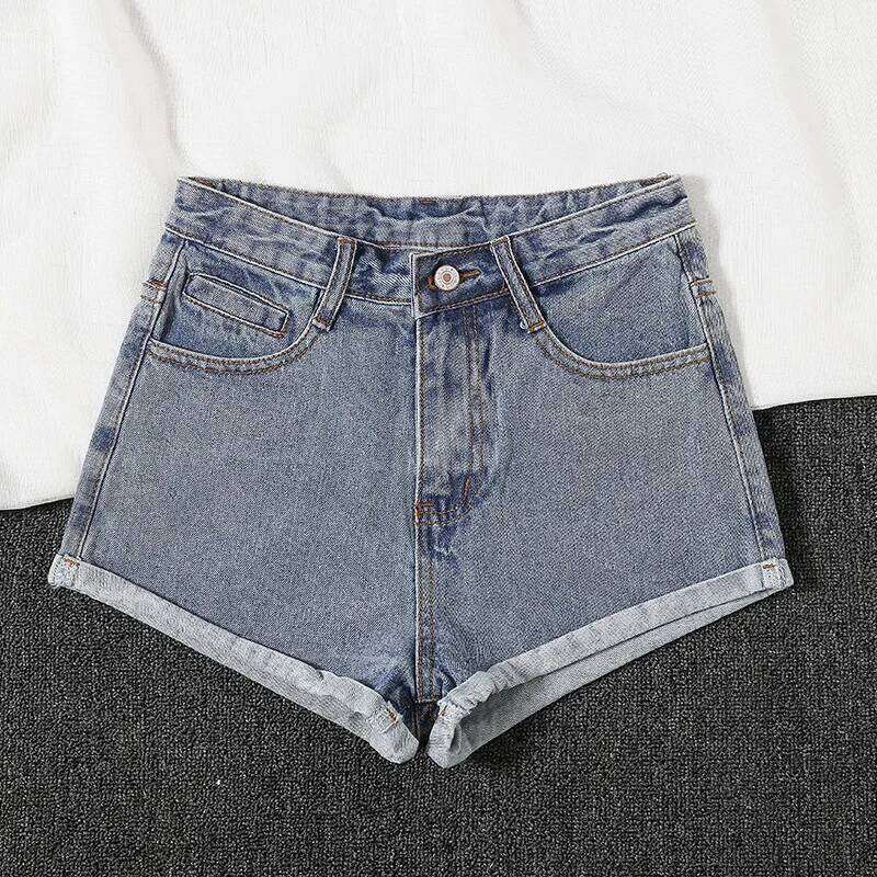 Korean Ultra-fire Crimped High-waisted Denim Women's Summer Loose Black and Gray Wide-leg Pants Jeans Shorts XJ260206