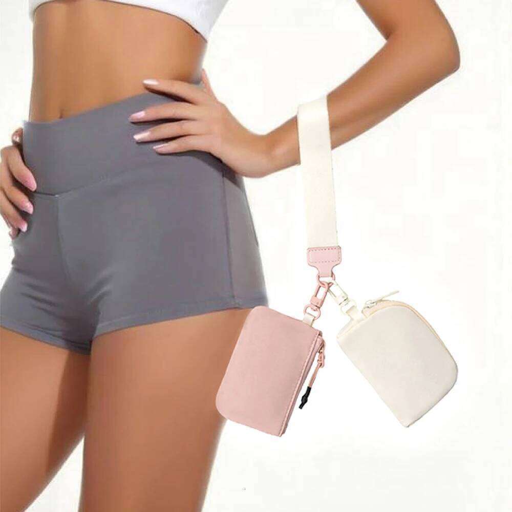 Portable Double Pouch Wristlet Keychain Wallet Small Zipper Coin Purse Women Detachable Key Card Holder Change Pocket Handbag Y260206