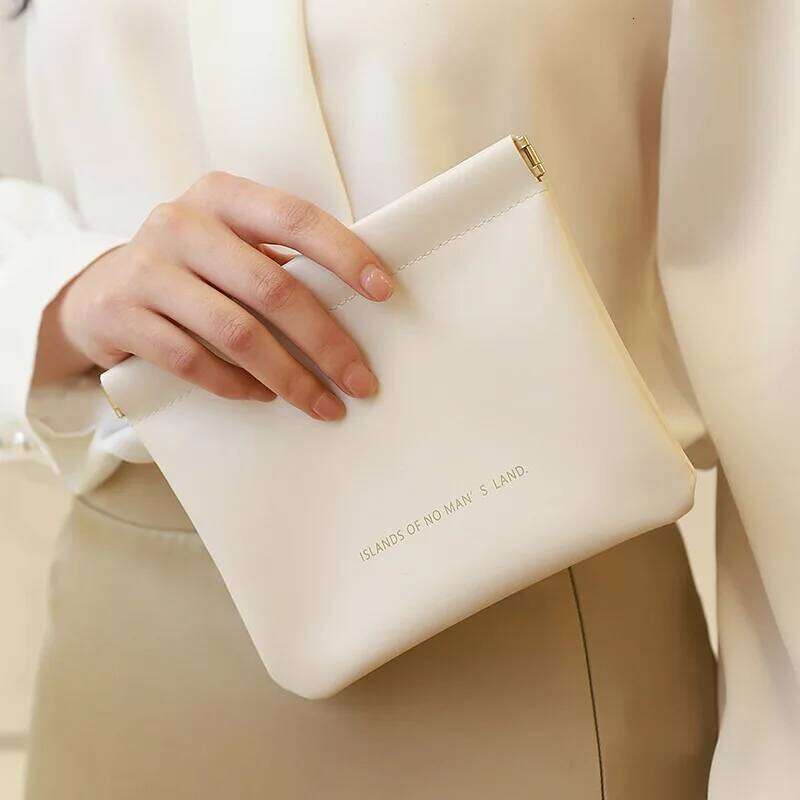 1Pc Mini Lipstick Key Jewelry Cosmetic Women Portable Automatic Closing Makeup Storage Bag Pouch PU Earphone Coin Handbag Y260206