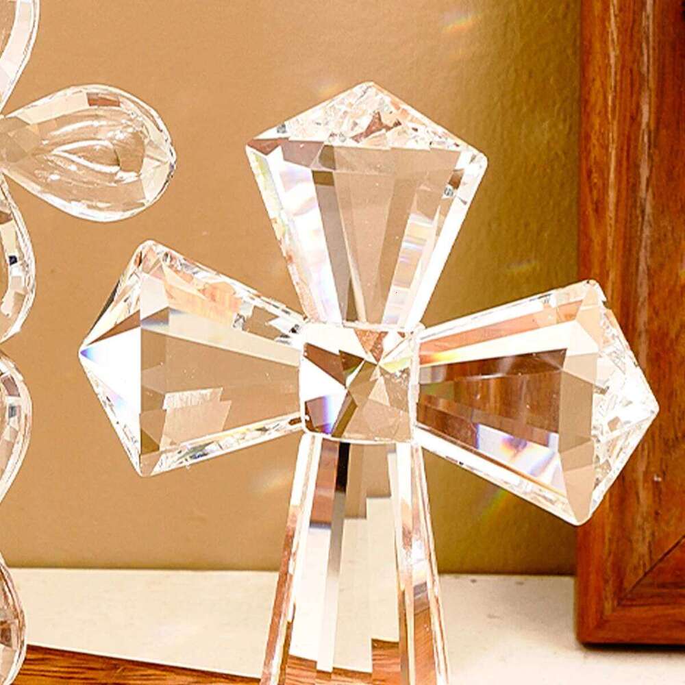 1PC Love Angel and Cross Shaped Glass Crafts, Window Sills Sun Catcher Ornament Prism Light Catching Decorative Crafts S260204