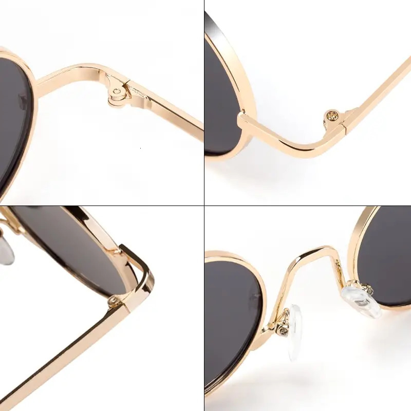 SPLOV Vintage Rap Sunglasses Men Women Steam Punk Style HipHop Small Round Metal Frame Eyewear Retro Gafas De Sol With Case 260206