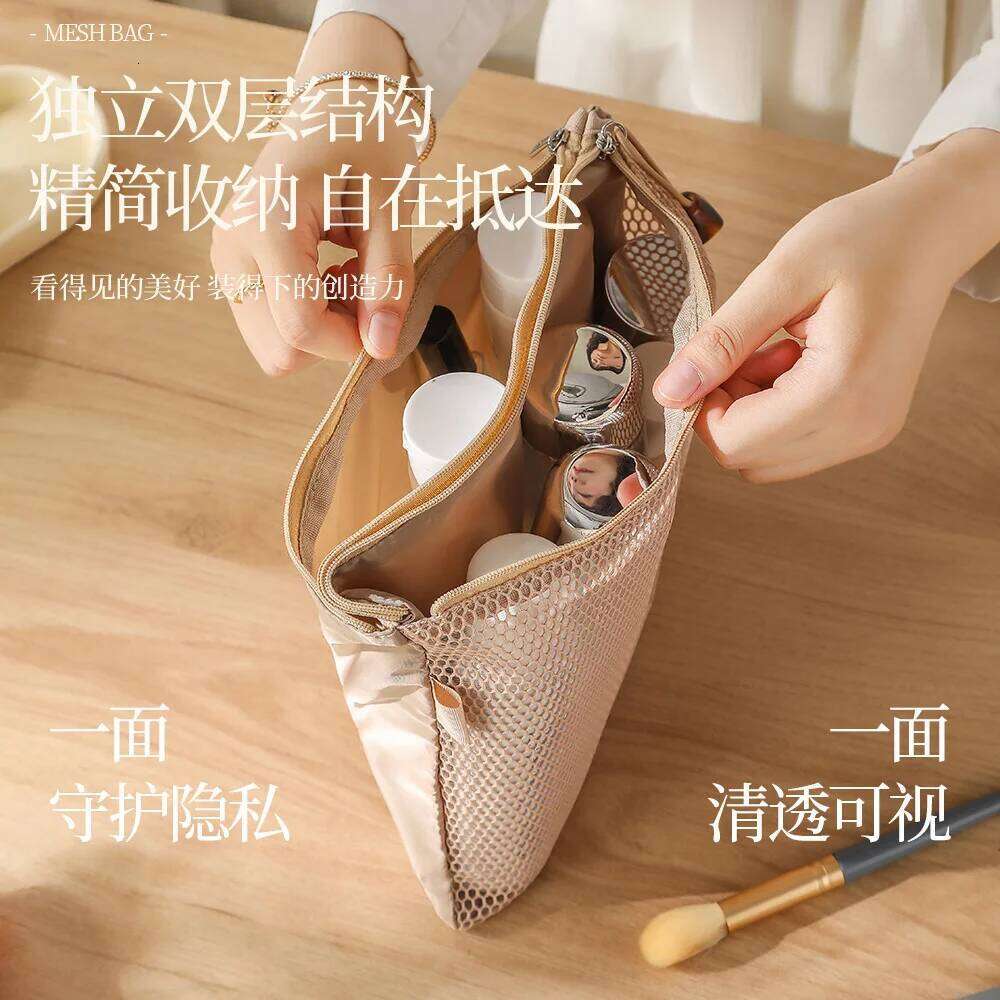 Mesh Clear Makeup Storage Small Pillow Lipsticks Cosmetic Washbag Pouch Large Capacity Mini Women Organizer Clutch Bag Y260206