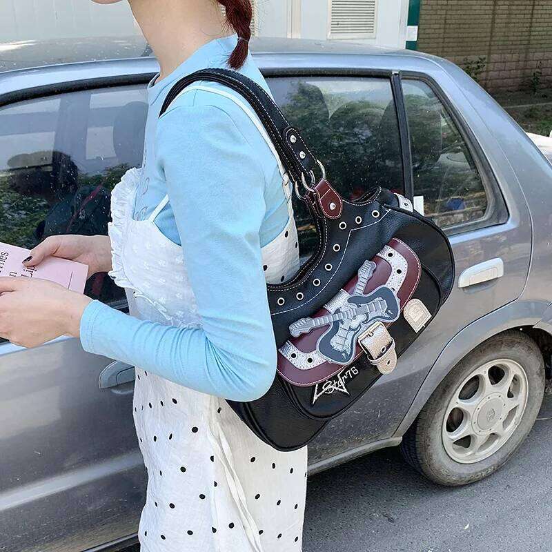 Niche Leather Tote Large Capacity Punk Style Y2K Commuter Handbag Printed Women's Creative Shoulder Bag Z260207 - view 5