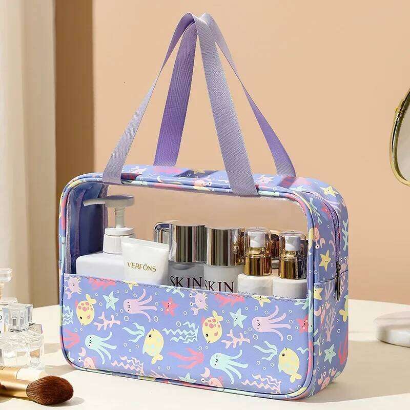 Women's cosmetic bag 3pcs set Translucent Makeup Bag Large-Capacity Bath Wash Bags Travel essentials organizer for cosmetics Y260206