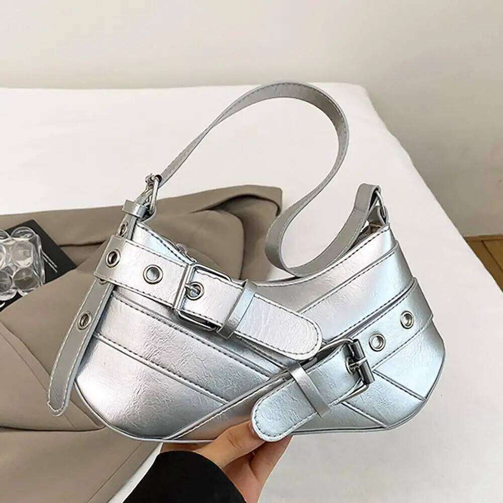 Y2K Punk Shoulder Vintage Maillard Style Belt Design Crossbody Bag Retro Edgy Underarm Purse for Women Y260205