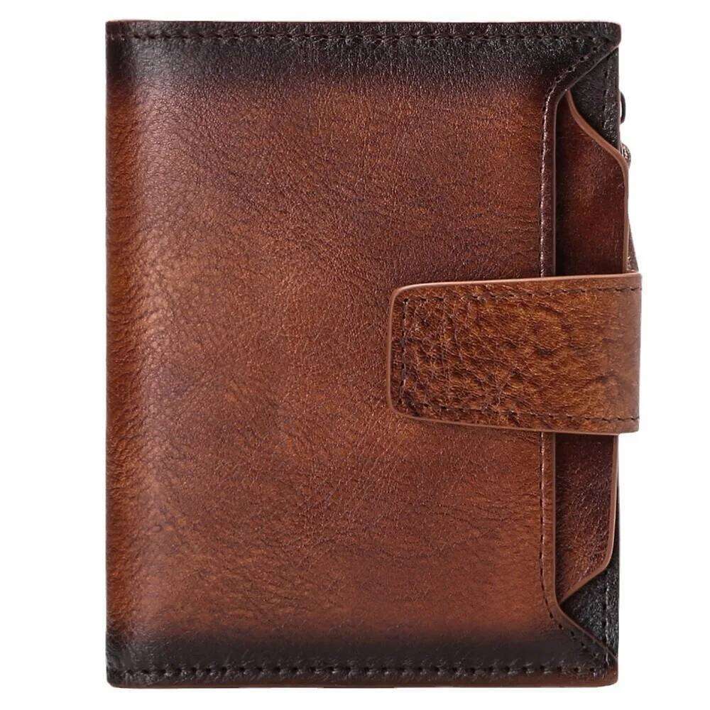RFID Men Short Leather Men's Head Layer Cowhide Fashion Casual Wallet Coin Purse Driver's License CardHolderWallet Y260206