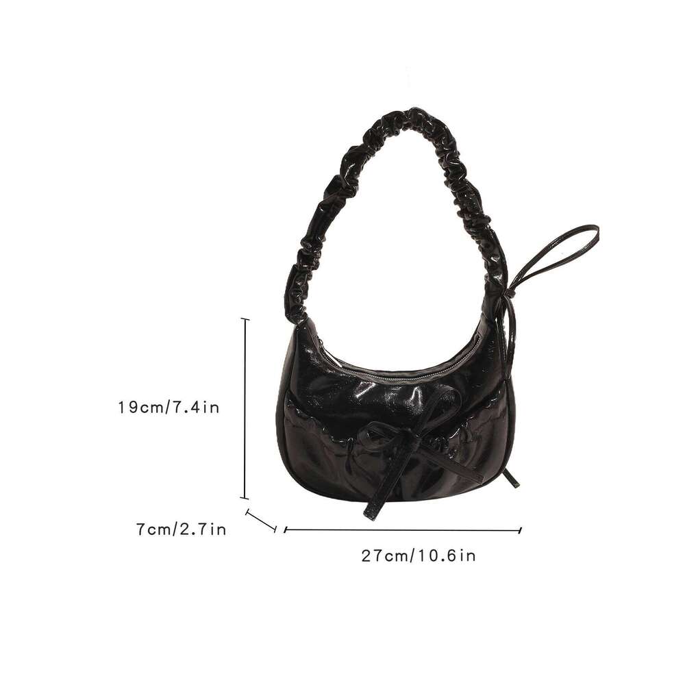 LEFTSIDE Small Bow Design PU Leather Underarm Bags for Women 2025 New Trend Fashion Shoulder Crossbody Bag Handbags and Purses Y260205