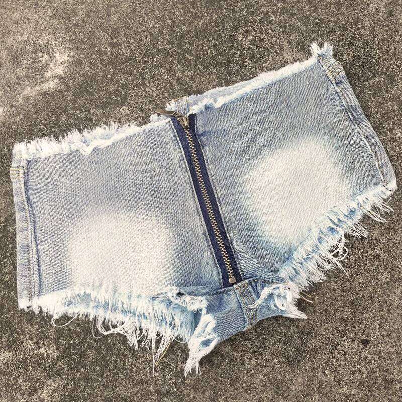 summer new low-rise denim shorts women's elastic ripped tight jeans hot pants XJ260206