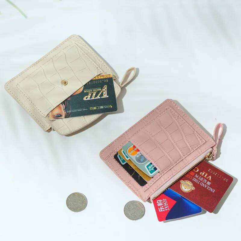 Women Slim Business Holder Men Mini Wallets Zipper Card Money Holders Vintage Short Wallet Female Thin Small Purse Y260206