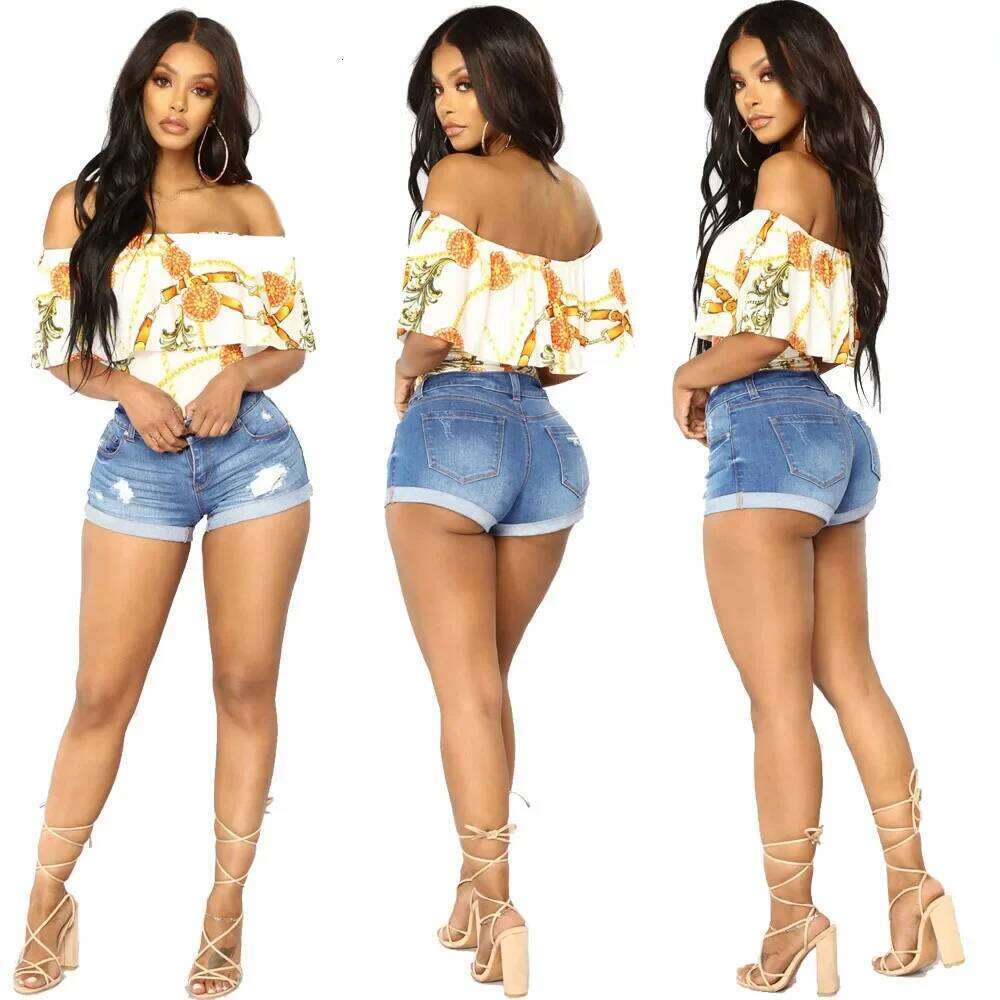 Washed Ripped Mid-waist Denim Shorts.Comfortable Short Jeans with A New Style of Personalized Street Fashion for Women in Summer XJ260206