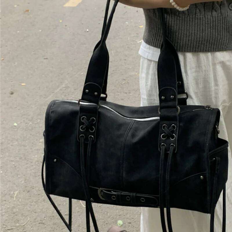 Retro Motorcycle Handbag Brand Tassel Design High-end Shoulder Pillow Trendy Large Capacity Underarm Women's Bag Y260204