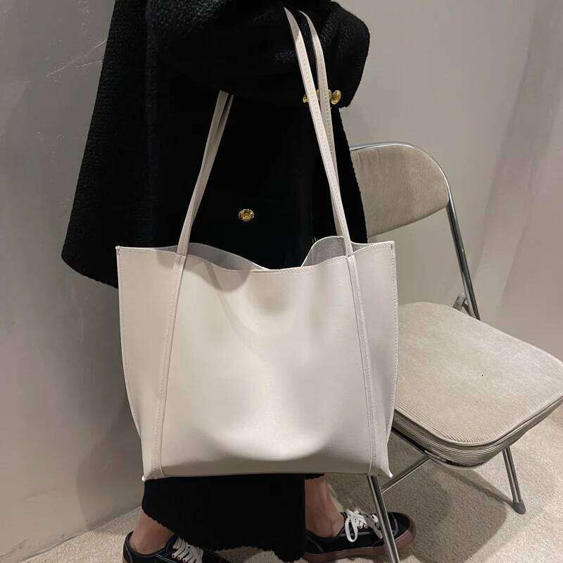 Large Capacity Shoulder Bag Trendy Pu Leather Tote Bags Solid Color Ladies Handbag Women's Fashion Underarm bags Y260204