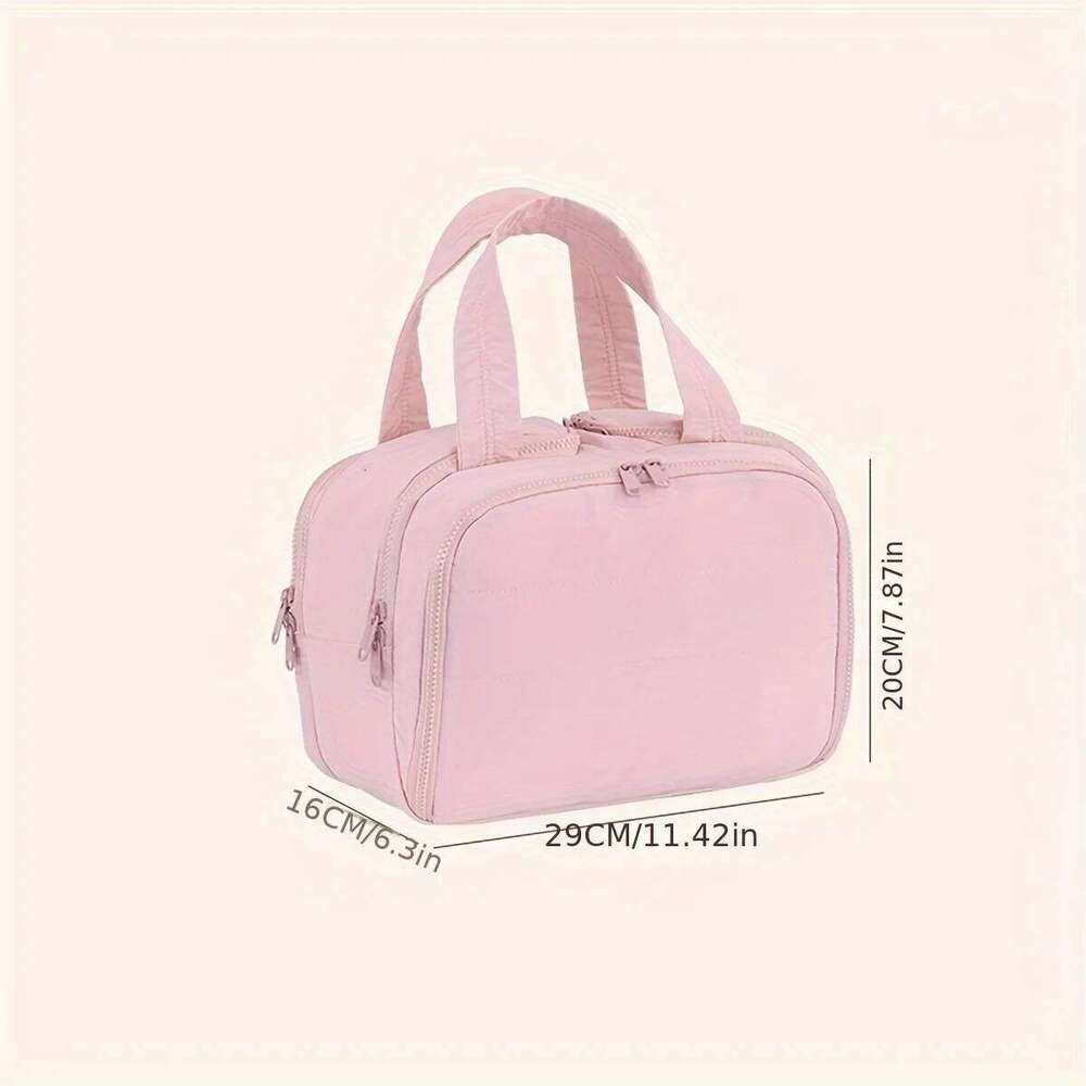Portable Side Zipper Fabric Cosmetic Storage Large Capacity For Business Trips Toiletries Organizing Bag Makeup Beauty Bags Y260206