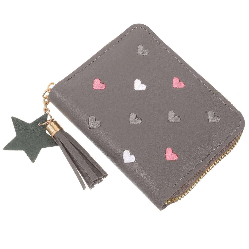 PU Wallet Women Small Coin Bag Tassel Pendant Compact Zipper Portable Change Purse for Daily Travel Y260206