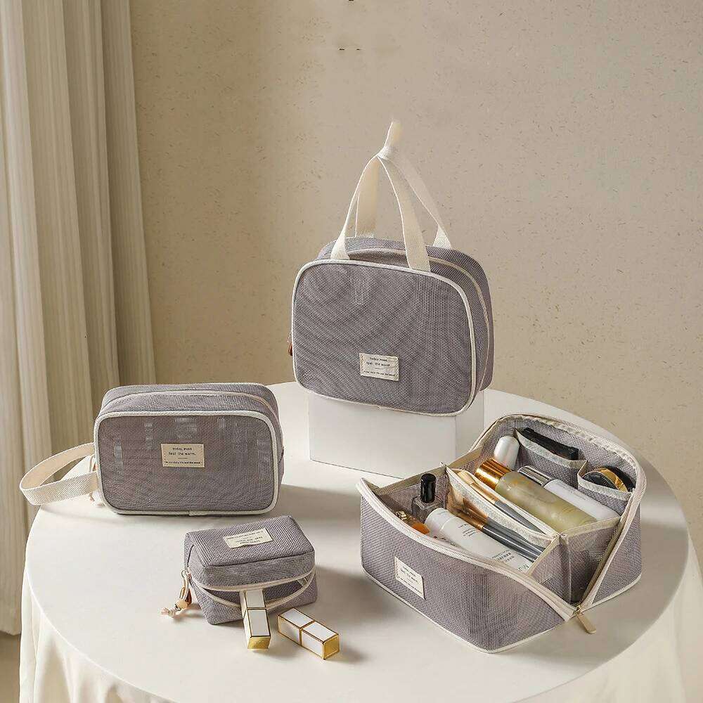 Mesh Clear Tote Makeup Storage Pillow Toiletry Cosmetic Washbag Pouch Large Capacity Portable Women Organizer Clutch Bag Y260206