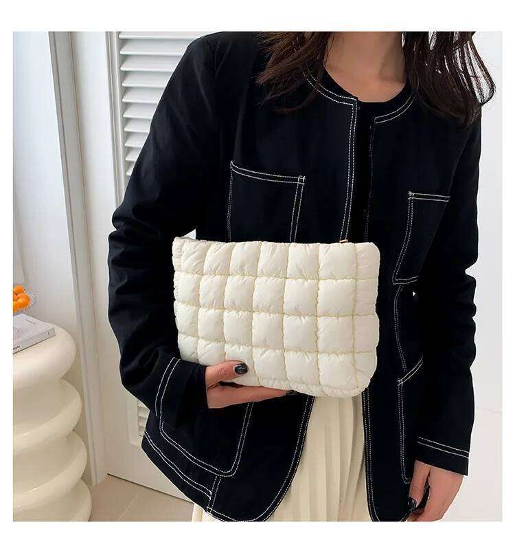 Women Cosmetic Quilted Bag Square Portable Makeup Storage Clutch Bags Simple Girl Lipstick Toiletry Organizer Small Handbag Y260206