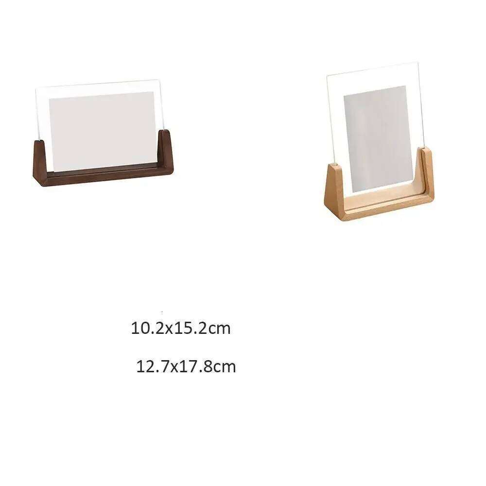 Walnut/Beech Creative Photo Acrylic U Shape Transparent Desktop Wood Wedding Pictures Frame Office Decor S260205 3 33e