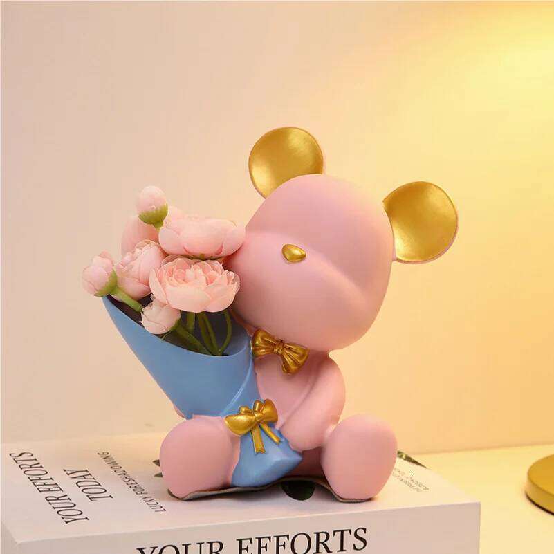 Nordic creative bouquets, violent bears, entrance and living room ornaments, home TV cabinets, desktop decorations, gifts for mo S260204